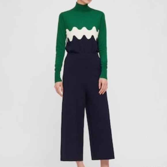 Uniqlo Pants - Marimekko Uniqlo High Rise Wide Leg Pants Trousers Wool Pull On Crop XS
